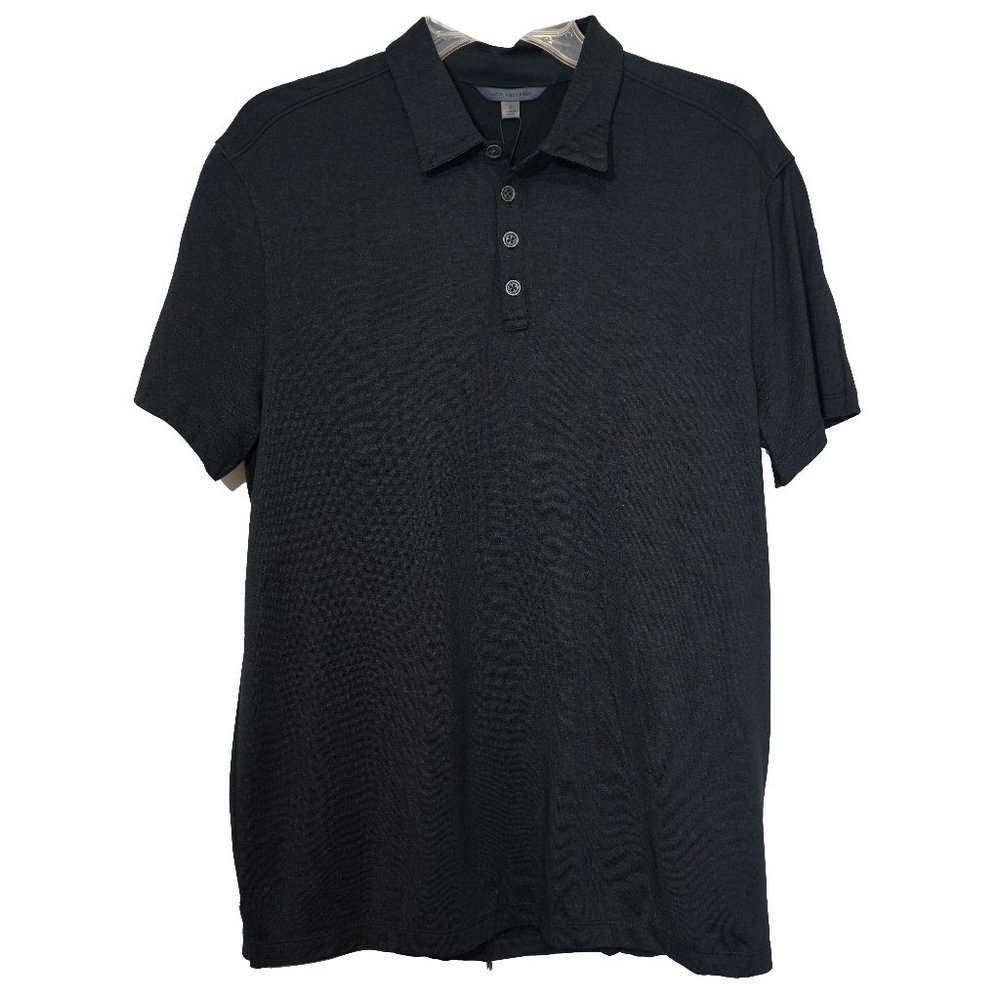 John Varvatos Black Silk Cotton Goth Minimalist Luxury Polo Shirt